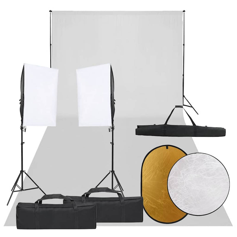 Load image into Gallery viewer, Vidaxl fotostudioset met verlichtingsset, achtergrond en reflector
