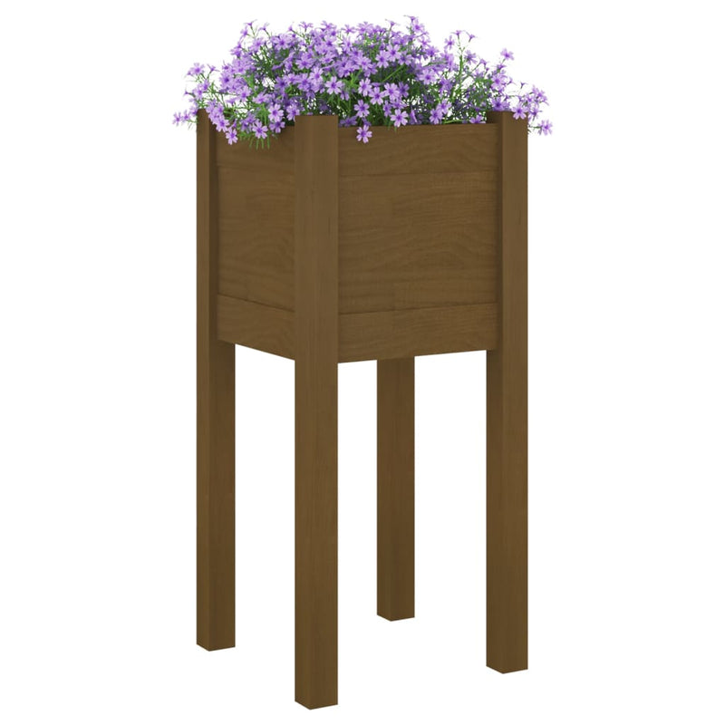 Load image into Gallery viewer, Vidaxl plantenbakken 2 st 31x31x70 cm massief grenenhout honingbruin
