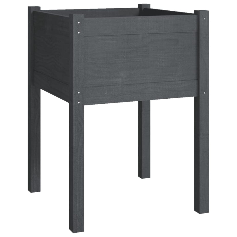 Afbeelding laden in galerijviewer, Vidaxl plantenbak 50x50x70 cm massief grenenhout grijs
