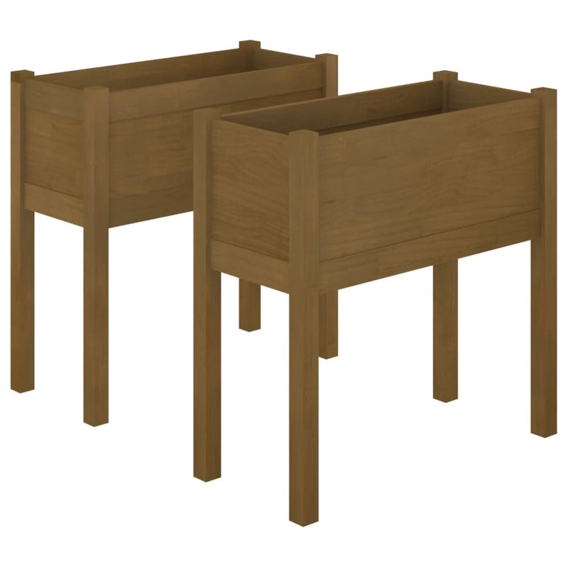 Load image into Gallery viewer, Vidaxl plantenbakken 2 st 70x31x70 cm massief grenenhout honingbruin
