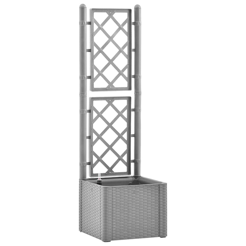 Load image into Gallery viewer, Vidaxl plantenbak verhoogd met latwerk en zelfbewateringssysteem grijs
