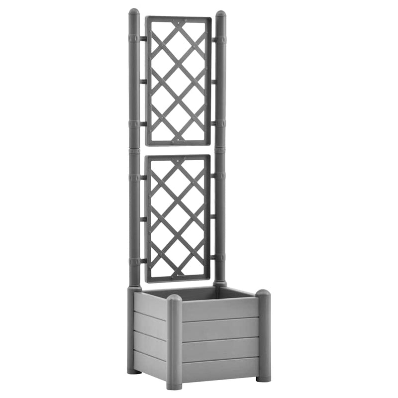 Load image into Gallery viewer, Vidaxl plantenbak met latwerk 43x43x142 cm pp steengrijs
