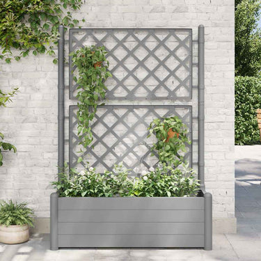 Vidaxl plantenbak met latwerk 100x43x142 cm pp-steen grijs