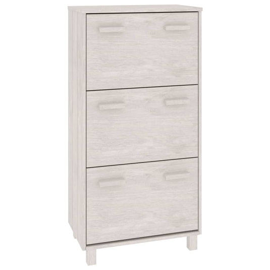 Vidaxl schoenenkast hamar 59,5x35x117 cm massief grenenhout wit