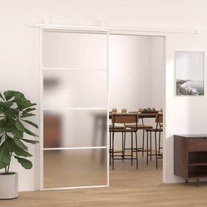 Vidaxl schuifdeur 90x205 cm mat esg-glas en aluminium wit