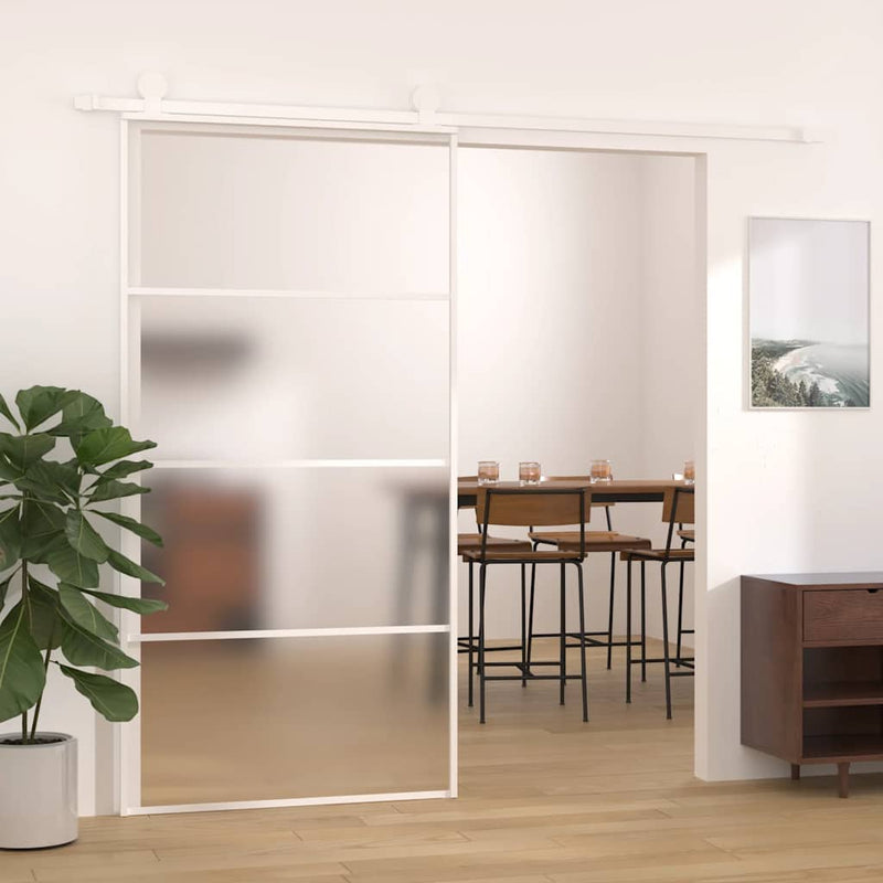 Load image into Gallery viewer, Vidaxl schuifdeur 102,5x205 cm mat esg-glas en aluminium wit
