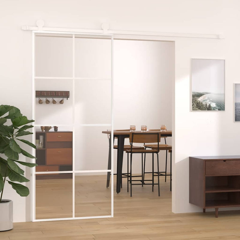 Load image into Gallery viewer, Vidaxl schuifdeur 90x205 cm esg-glas en aluminium wit

