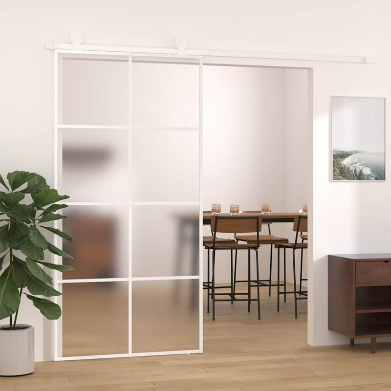 ギャラリービューアに画像をロードする, Vidaxl schuifdeur 102,5x205 cm mat esg-glas en aluminium wit
