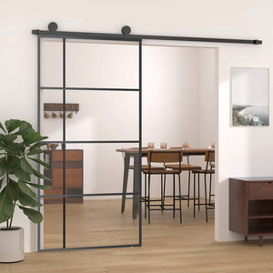 Vidaxl schuifdeur 102,5x205 cm esg-glas en aluminium zwart