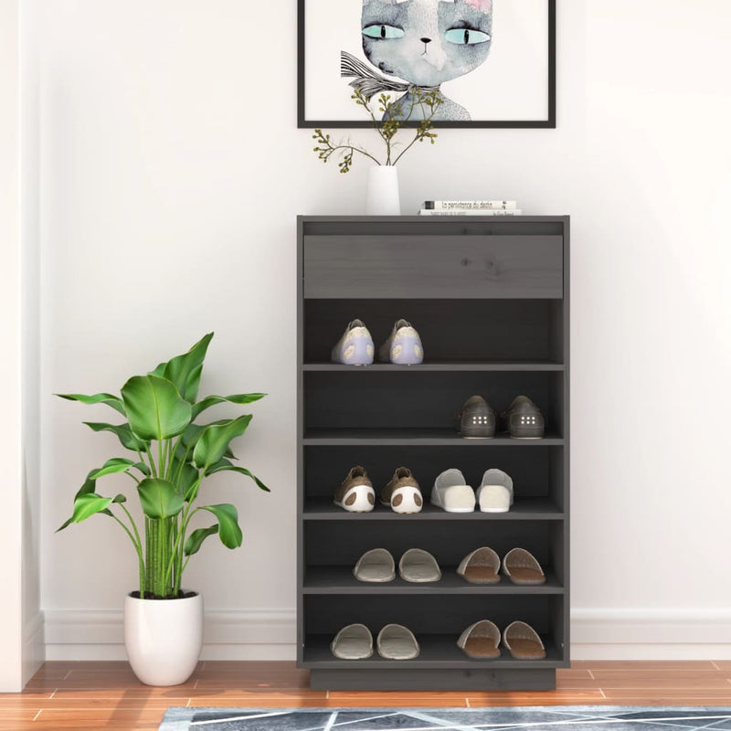 Load image into Gallery viewer, Vidaxl schoenenkast 60x34x105 cm massief grenenhout grijs
