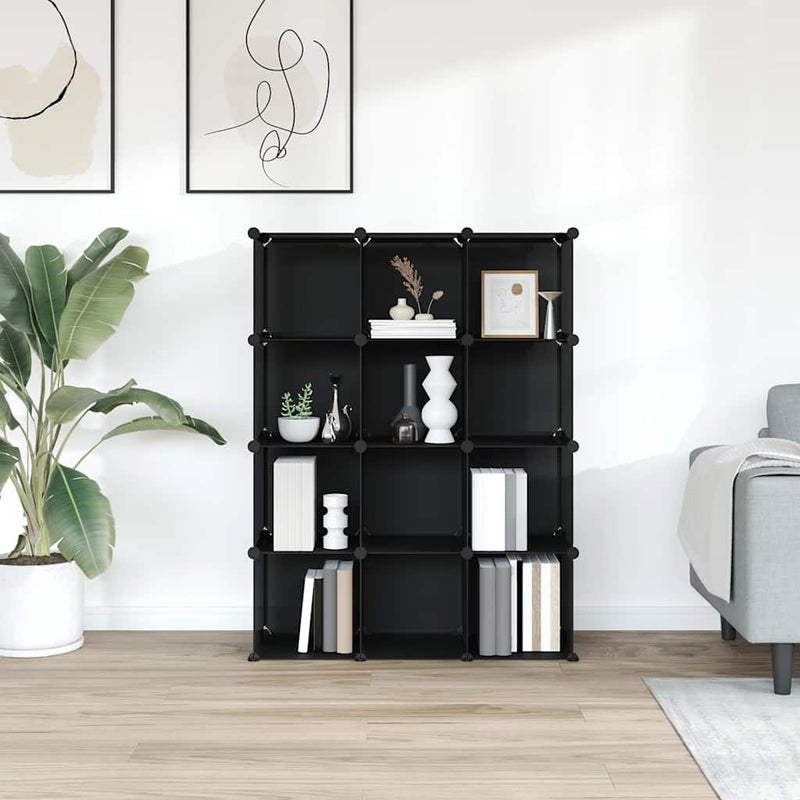 Load image into Gallery viewer, Vidaxl opbergmeubel met 12 vakken polypropeen zwart
