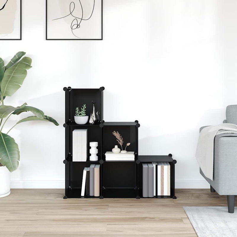 Load image into Gallery viewer, Vidaxl opbergmeubel met 6 vakken polypropeen zwart
