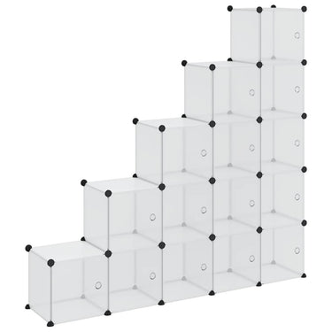 Vidaxl opbergkubus organizer met 15 vakken en deuren transparant pp