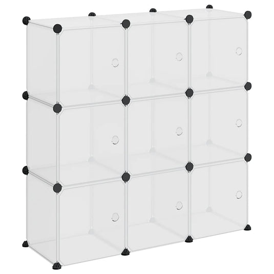 Vidaxl opbergmeubel met 9 vakken en deuren polypropeen transparant