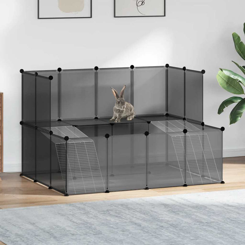 Load image into Gallery viewer, Vidaxl dierenhok klein 143x107x93 polypropeen en staal zwart
