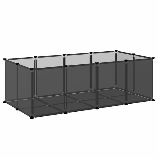 Vidaxl dierenhok klein 144x74x46,5 cm polypropeen en staal zwart
