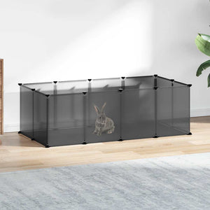 Vidaxl dierenhok klein 144x74x46,5 cm polypropeen en staal zwart