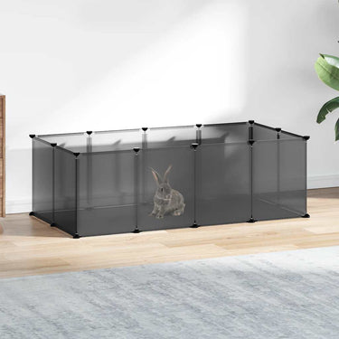 Vidaxl dierenhok klein 144x74x46,5 cm polypropeen en staal zwart