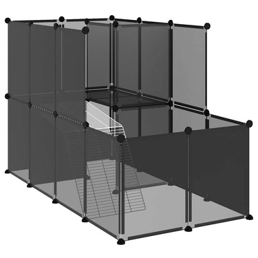 Vidaxl dierenhok klein 142x74x93 cm polypropeen en staal zwart