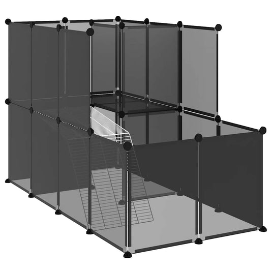 Vidaxl dierenhok klein 142x74x93 cm polypropeen en staal zwart