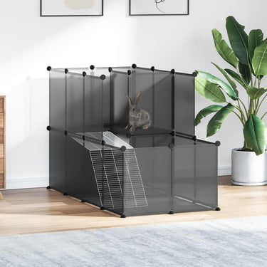 Vidaxl dierenhok klein 142x74x93 cm polypropeen en staal zwart