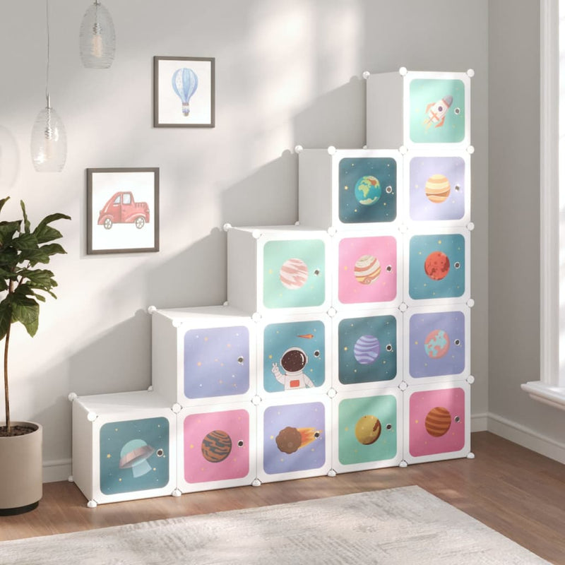 Load image into Gallery viewer, Vidaxl kinderopbergmeubel met 15 vakken polypropeen wit
