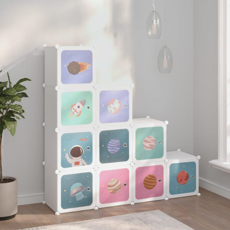 Load image into Gallery viewer, Vidaxl kubus opbergkast voor kinderen met 10 kubussen wit pp
