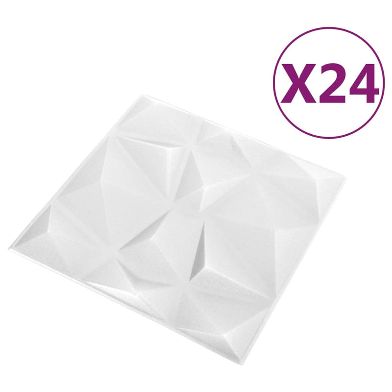 Load image into Gallery viewer, Vidaxl 24 st wandpanelen 3d 6 m² 50x50 cm diamantwit
