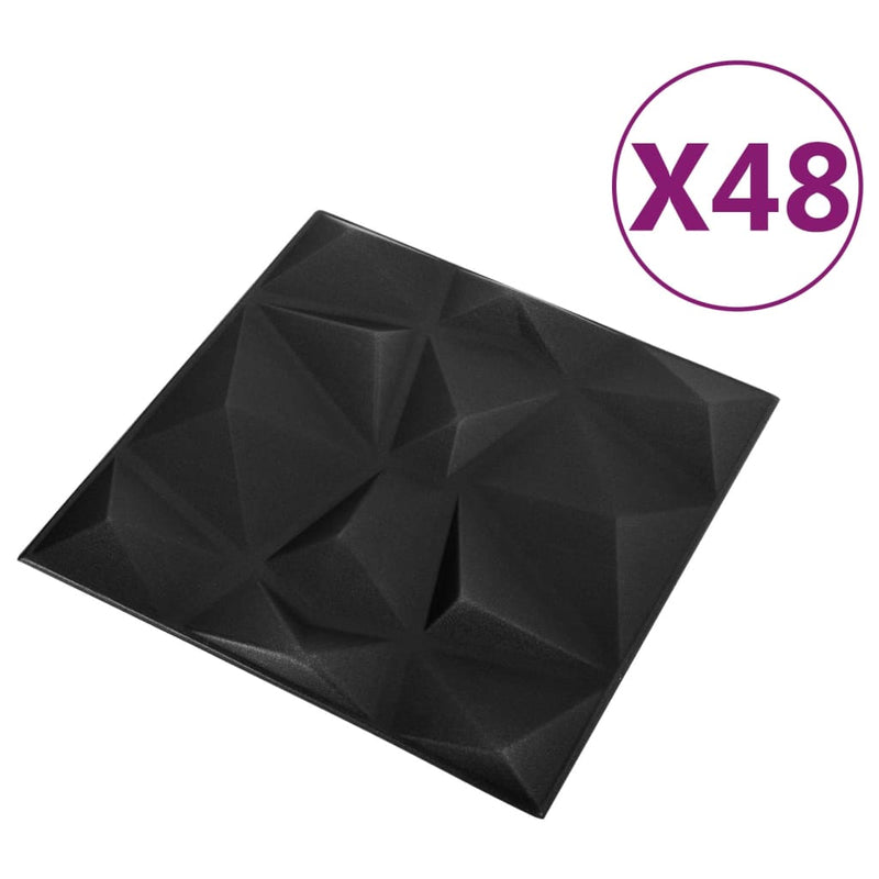 Load image into Gallery viewer, VidaXL 48 st Wandpanelen 3D 12 m² 50x50 cm diamantzwart
