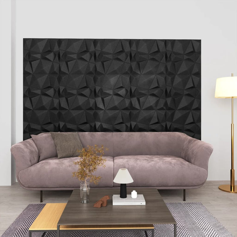 Load image into Gallery viewer, VidaXL 48 st Wandpanelen 3D 12 m² 50x50 cm diamantzwart
