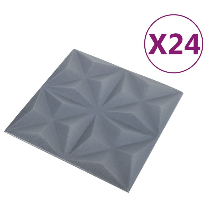 Load image into Gallery viewer, Vidaxl 24 st wandpanelen 3d origami 6 m² 50x50 cm grijs
