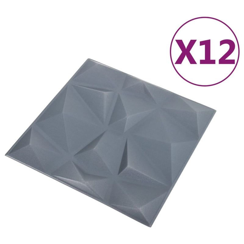 Load image into Gallery viewer, Vidaxl 12 st wandpanelen 3d diamant 3 m² 50x50 cm grijs
