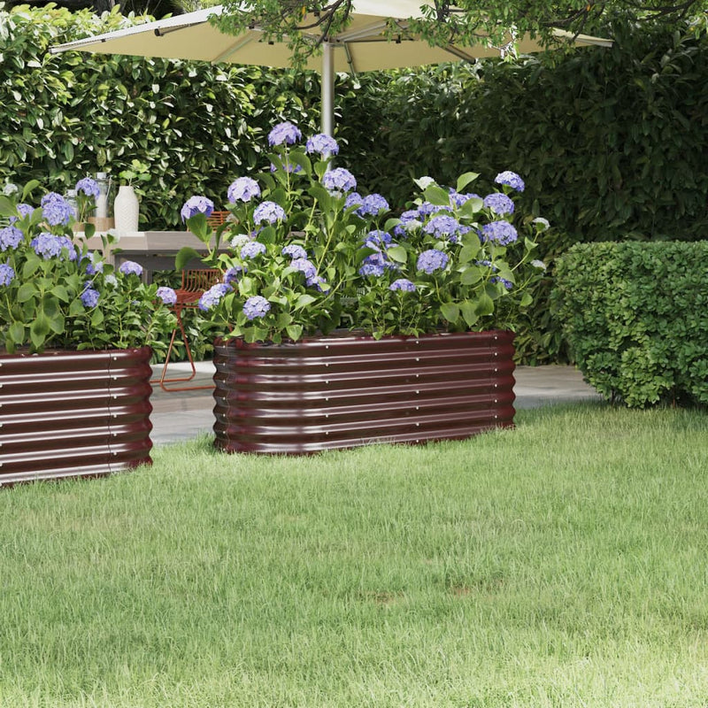 Afbeelding laden in galerijviewer, Vidaxl plantenbak 114x40x36 cm gegalvaniseerd staal bruin
