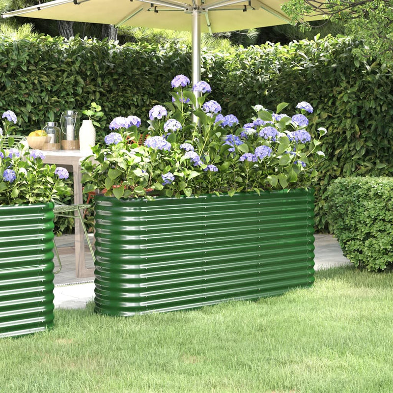 Load image into Gallery viewer, Vidaxl plantenbak 152x40x68 cm gegalvaniseerd staal groen
