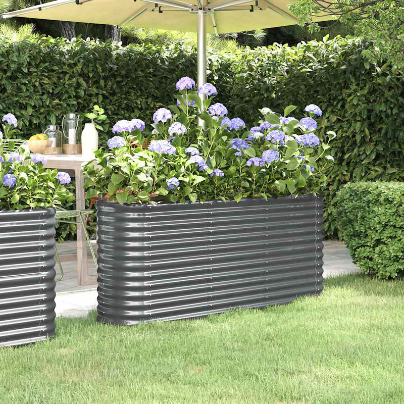 Afbeelding laden in galerijviewer, Vidaxl plantenbak 152x40x68 cm gegalvaniseerd staal antracietkleurig
