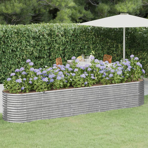 Vidaxl plantenbak 368x80x68 cm gegalvaniseerd staal zilverkleurig