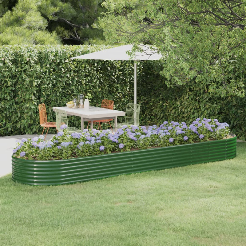 Cargue la imagen en el visor de la galería, Vidaxl plantenbak 396x100x36 cm gegalvaniseerd staal groen
