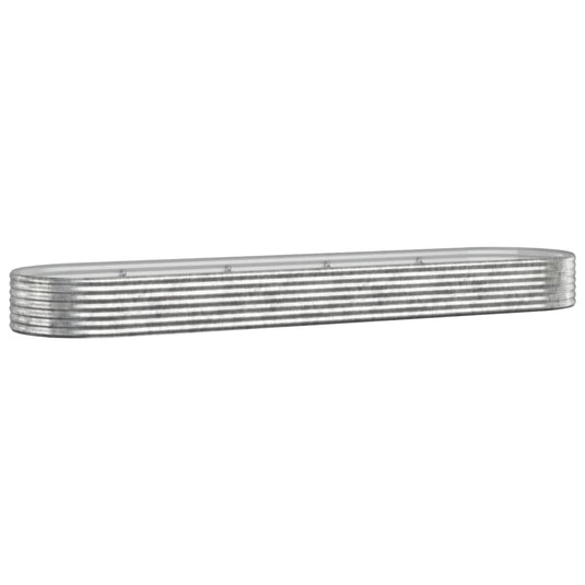 Vidaxl plantenbak 396x100x36 cm gepoedercoat staal zilverkleurig
