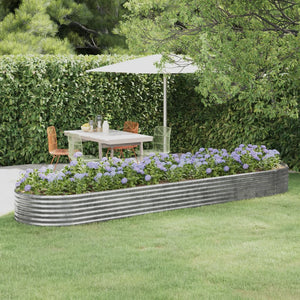 Vidaxl plantenbak 396x100x36 cm gepoedercoat staal zilverkleurig
