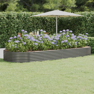Vidaxl plantenbak 373x140x36 cm gegalvaniseerd staal grijs