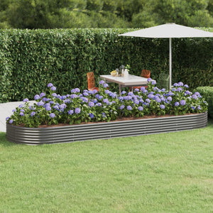 VidaXL Plantenbak 450x140x36 cm gepoedercoat staal grijs