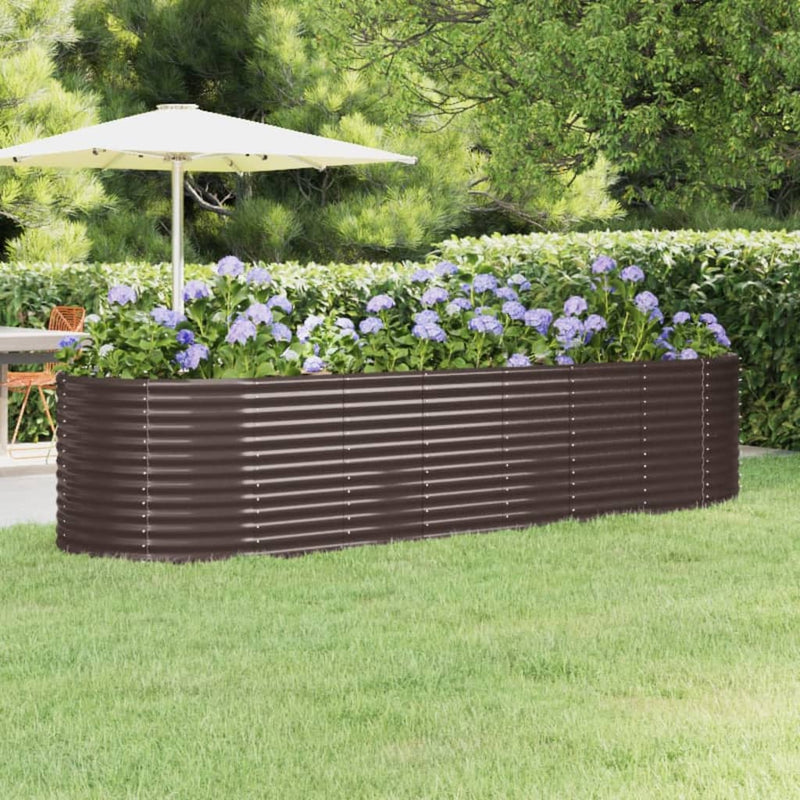 Cargue la imagen en el visor de la galería, Vidaxl plantenbak 322x100x68 cm gegalvaniseerd staal bruin
