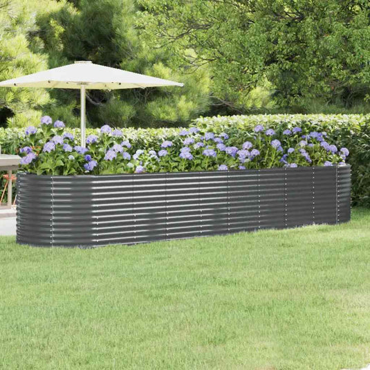 Vidaxl plantenbak 396x100x68 cm gegalvaniseerd staal antracietkleurig
