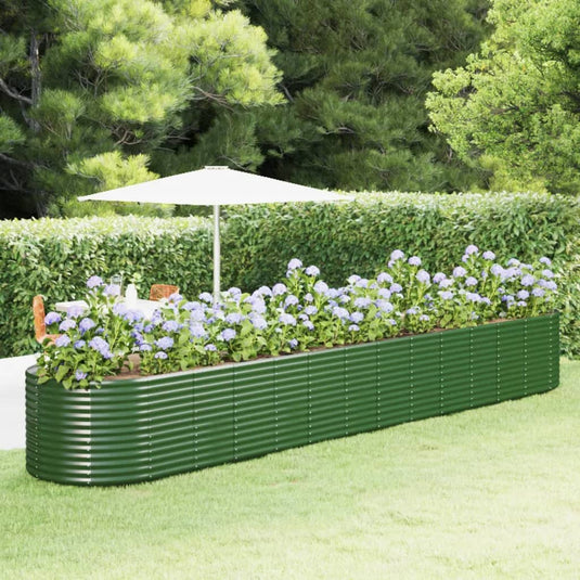 VidaXL Plantenbak 554x100x68 cm gepoedercoat staal groen