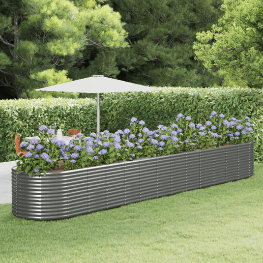 VidaXL Plantenbak 554x100x68 cm gepoedercoat staal grijs