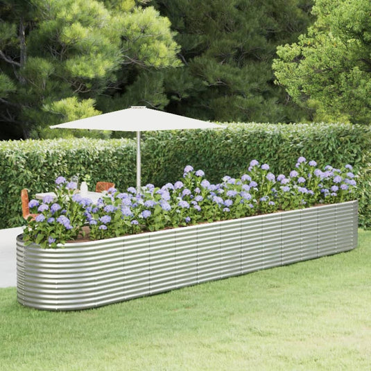 VidaXL Plantenbak 554x100x68 cm gepoedercoat staal zilverkleurig