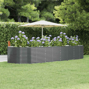 VidaXL Plantenbak 367x140x68 cm gepoedercoat staal antracietkleurig
