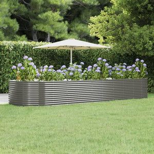 Vidaxl plantenbak 447x140x68 cm gepoedercoat staal grijs