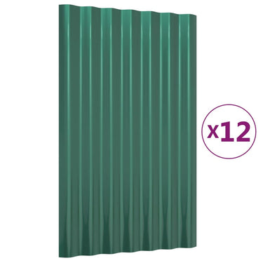 Vidaxl dakpanelen 12 st 60x36 cm gegalvaniseerd staal groen