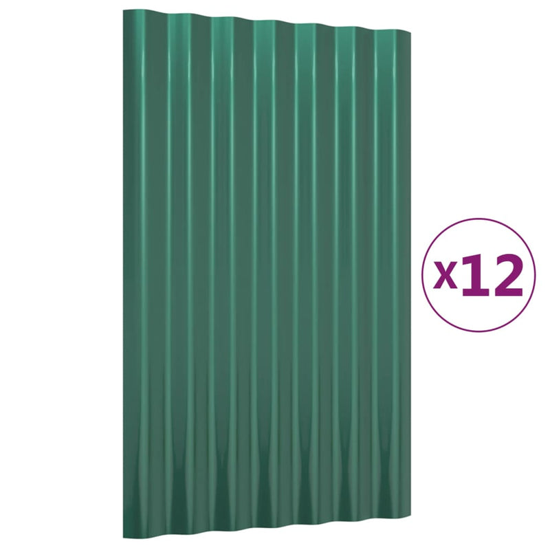 Afbeelding laden in galerijviewer, Vidaxl dakpanelen 12 st 60x36 cm gegalvaniseerd staal groen
